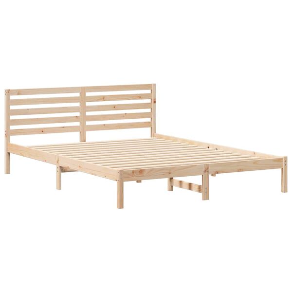 vidaXL Bed Frame with Headboard Brown 160 x 210 cm Solid Pine Wood