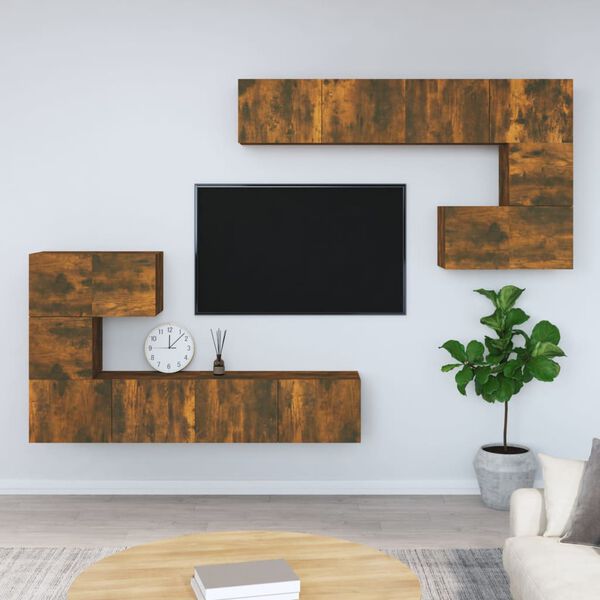 vidaXL Wall-mounted TV Cabinet Smoked Oak Engineered Wood