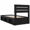 vidaXL Bed Frame with Headboard Black 75 x 190 cm Solid Pine Wood