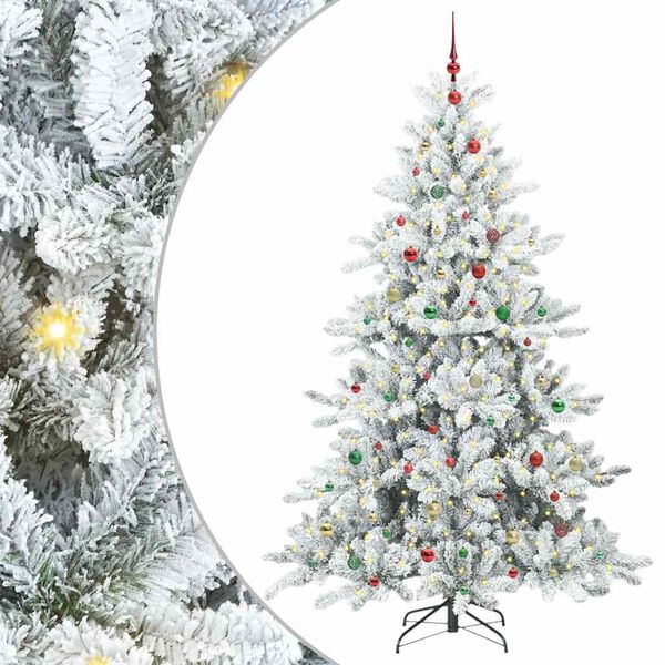 vidaXL Artificial Hinged Christmas Tree White 240 cm PVC and Steel