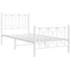 vidaXL Metal Bed Frame without Mattress with Footboard White 80x200cm