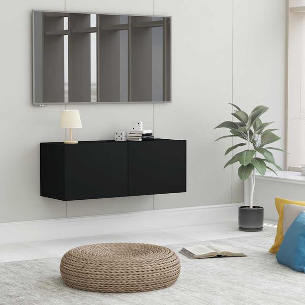 vidaXL TV Cabinet Black 80x30x30 cm Engineered Wood