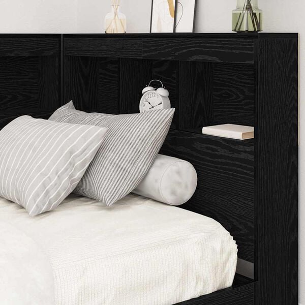 vidaXL Storage Headboard with Shelf Black Oak 90 cm Engineered Wood