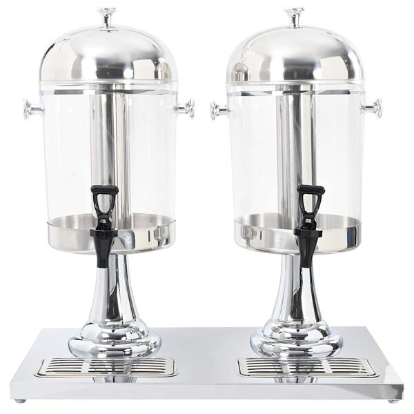 vidaXL Double Juice Dispenser Stainless Steel 2 x 8 L