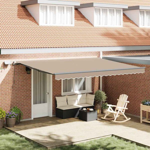vidaXL Retractable Awning Manual Beige 450 x 300 cm Fabric