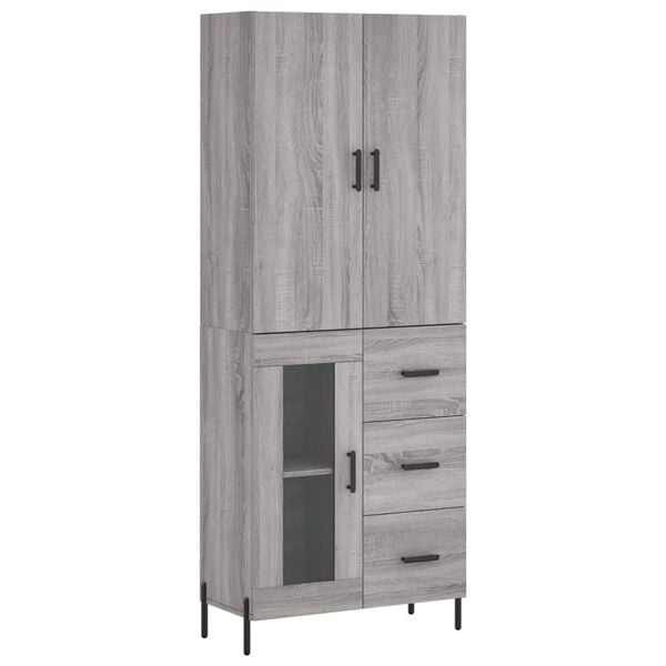 vidaXL Highboard Grey Sonoma 69.5x34x180 cm Engineered Wood