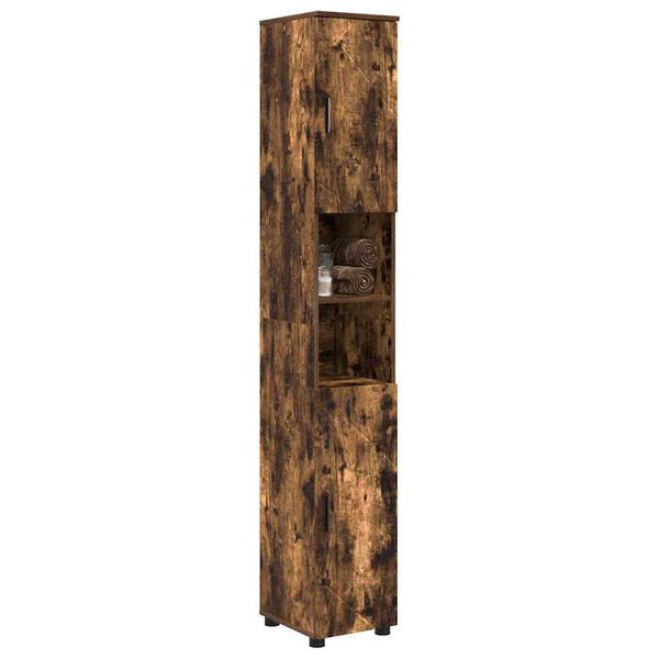 vidaXL Bathroom Cabinet with Storage Smoked Oak 30 x 35 x 192 cm