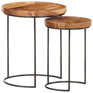 vidaXL Coffee Table | Brown and black | Solid Acacia wood | Small and Medium