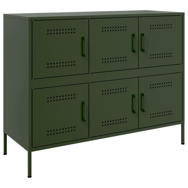 vidaXL Sideboard Olive Green 100.5x39x79 cm Steel