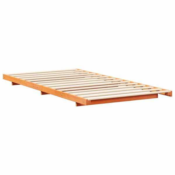 vidaXL Floor Bed Frame Wax brown 80 x 220 cm Solid pine wood