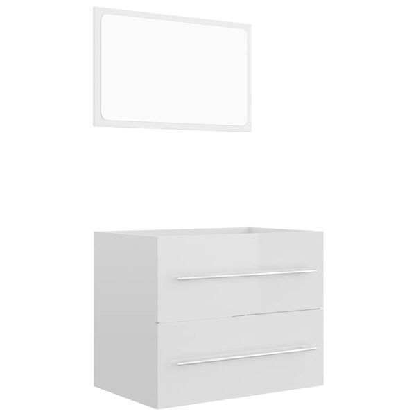 vidaXL 2 Piece Bathroom Furniture Set High Gloss White Engineered Wood