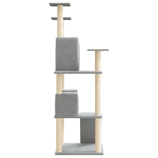 vidaXL Cat Tree with Sisal Scratching Posts Light Grey 153 cm