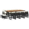 vidaXL 13 Piece Garden Dining Set with Cushions Black Poly Rattan