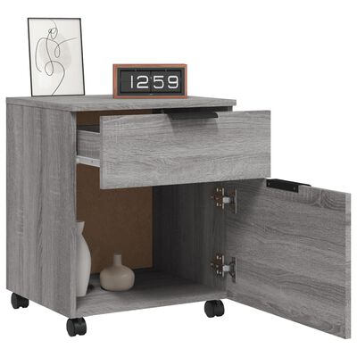 vidaXL Mobile File Cabinet with Wheels Grey Sonoma 45x38x54 cm Engineered Wood
