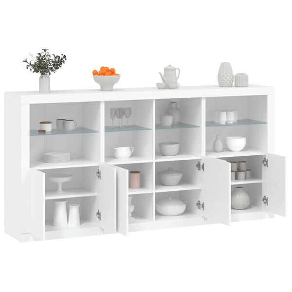 vidaXL Sideboard with LED Lights White 202x37x100 cm