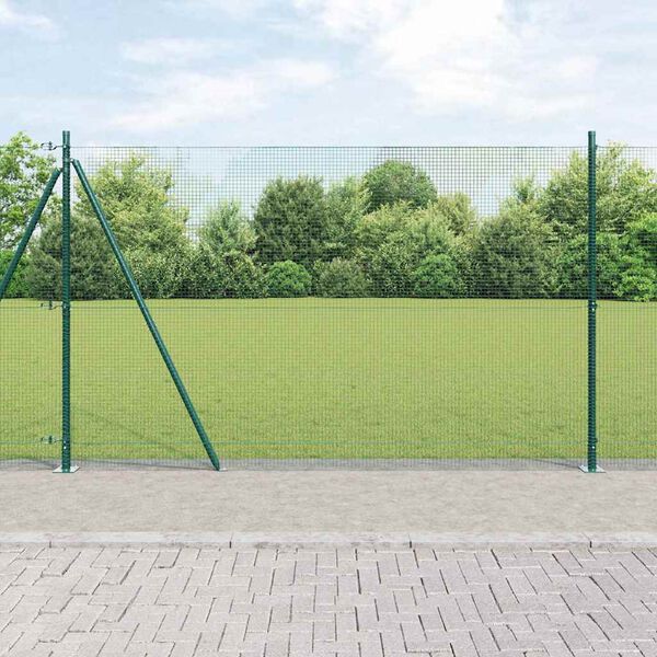 vidaXL Fence Post Green 25 x 1.6 m (16 x 16 mm mesh) Steel and PVC