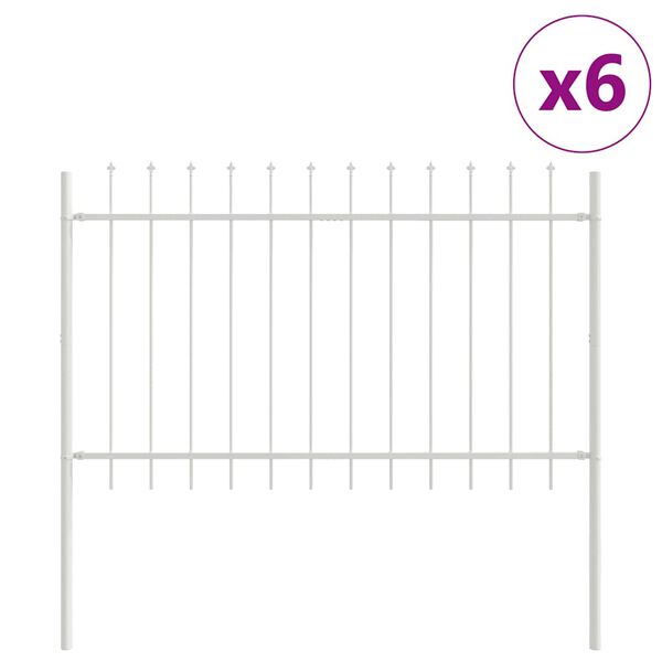 vidaXL Garden Fence 6 pcs White 10.2 x 1 m Powder-coated Steel