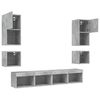 vidaXL 8 Piece TV Wall Units with LED Concrete Grey Engineered Wood