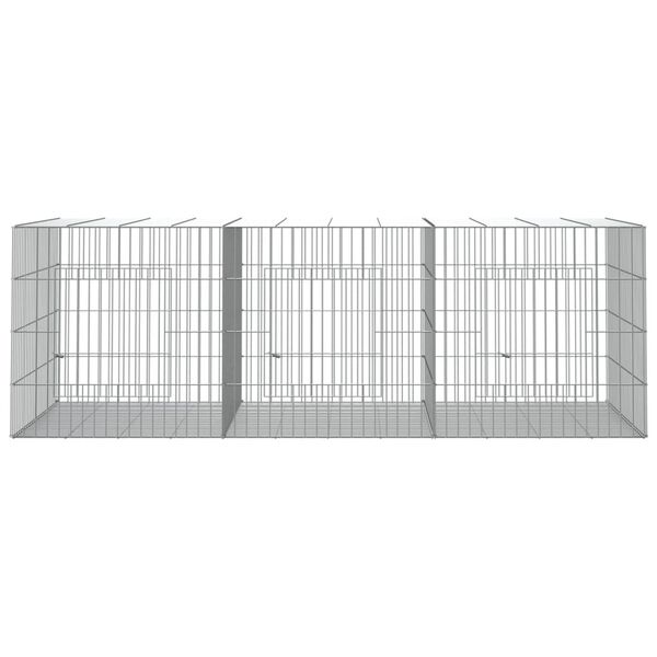 vidaXL 3-Panel Rabbit Cage 163x79x54 cm Galvanised Iron
