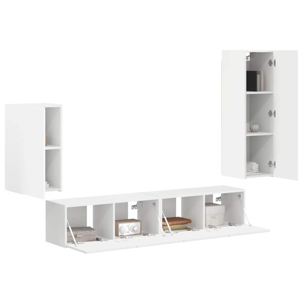 vidaXL TV Cabinet Set Wall-mounted 3 pcs White Engineered Wood