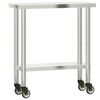 vidaXL Kitchen Work Table with Wheels 82,5x30x85 cm Stainless Steel