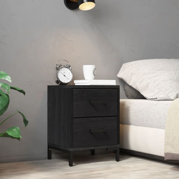 vidaXL Bedside Cabinet Black 36x30x45 cm Solid Pinewood