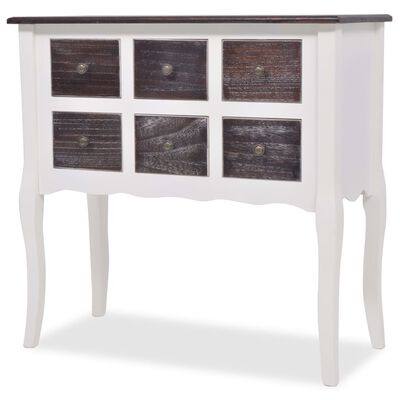 vidaXL Console Cabinet 6 Drawers Brown and White Wood