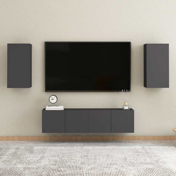 vidaXL TV Cabinets 2 pcs Grey 30.5x30x60 cm Engineered Wood