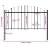 vidaXL Garden Fence with Spear Top Steel 170x150 cm Black