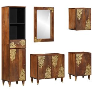 vidaXL Bathroom Cabinet Set 5 pcs Honey Brown Solid Mango Wood