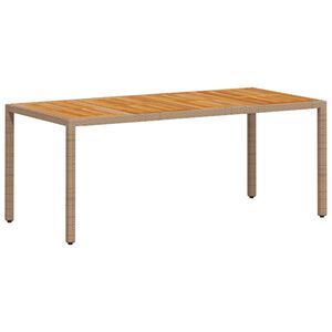 vidaXL Garden Table Beige 190x90x75 cm Poly Rattan Acacia Wood