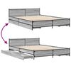 vidaXL Bed Frame with Drawers without Mattress Grey Sonoma 150x200 cm King Size