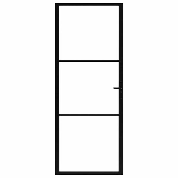 vidaXL Interior Door ESG Glass and Aluminium 83x201.5 cm Black