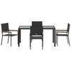 vidaXL Garden Dining Set 5 pcs Black Poly Rattan