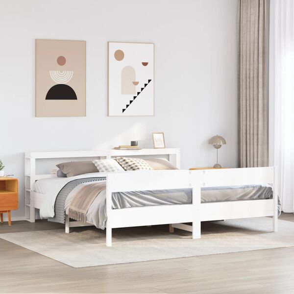 vidaXL Bed Frame without Mattress White 200x200 cm Solid Wood Pine