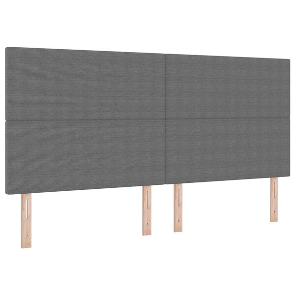 vidaXL LED Headboard with LED Strip Lights Light grey 200 cm Fabric