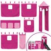 vidaXL Bunk Bed without Mattress with Slide and Curtains Pink 90x190 cm Single