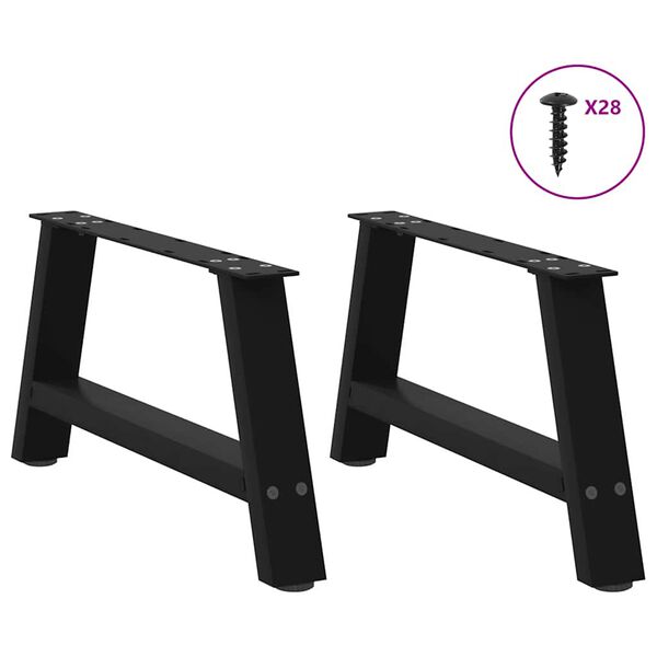 vidaXL Coffee Table Legs A-Shaped 2 pcs Black&nbsp;60x(30-31) cm Steel