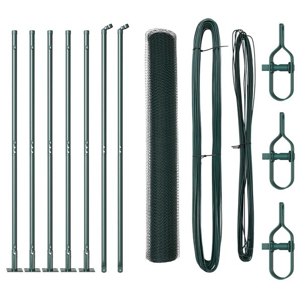 vidaXL Fence Post Green 10 x 1.2 m (25 mm mesh) Steel and PVC