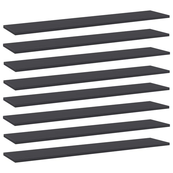 vidaXL Bookshelf Boards 8 pcs Grey 100x20x1.5 cm Engineered Wood