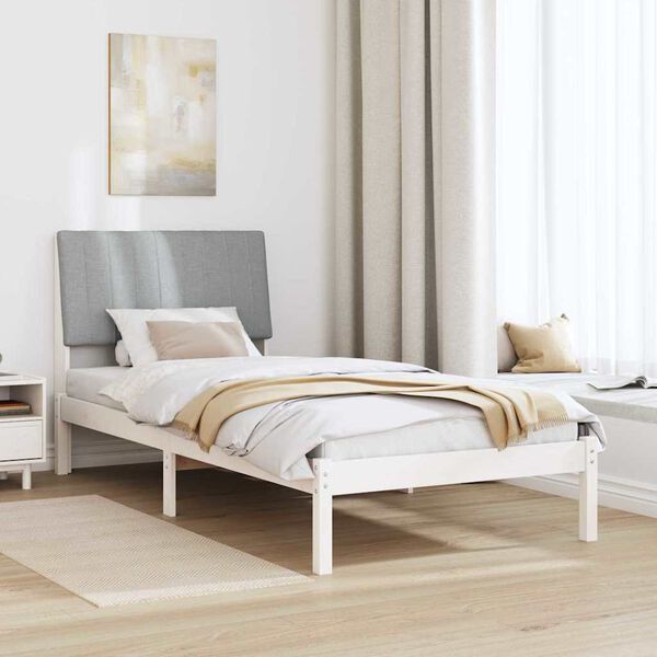 vidaXL Bed Frame with Headboard White 90 x 200 cm Solid Pine Wood