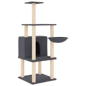 vidaXL Cat Tree with Sisal Scratching Posts Dark Grey 132 cm