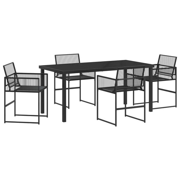 vidaXL Garden Dining Set 5 pcs Black Powder-Coated Steel