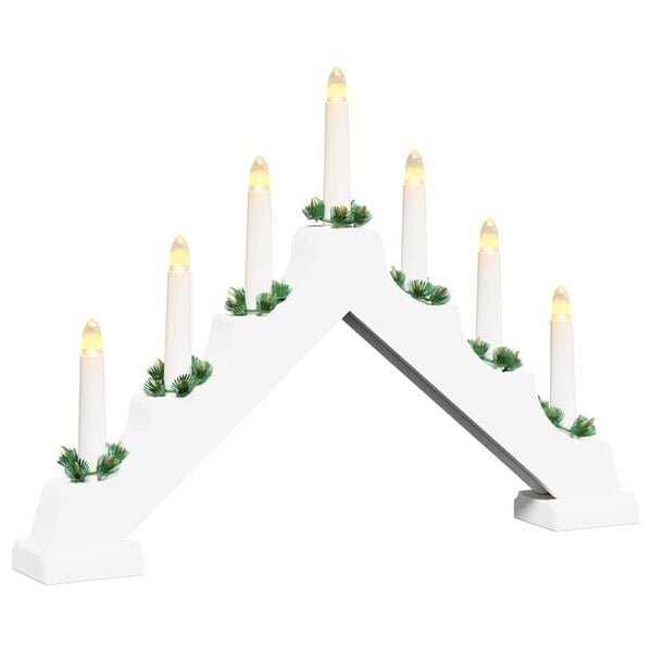 vidaXL Christmas Candle Bridge White 39.5 x 5 x 29 cm Solid Pine Wood