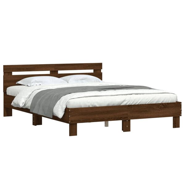 vidaXL Bed Frame without Mattress Brown Oak 140x200 cm
