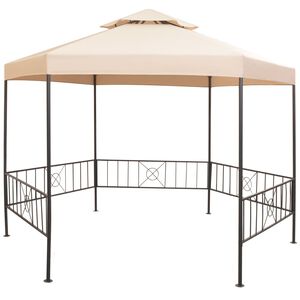 vidaXL Garden Marquee Gazebo Pavilion Tent Hexagonal Beige 323x265 cm