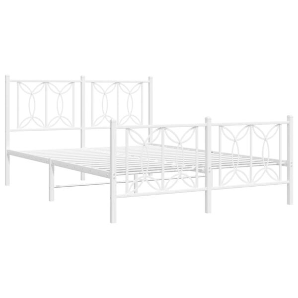 vidaXL Metal Bed Frame without Mattress with Footboard White 140x190cm