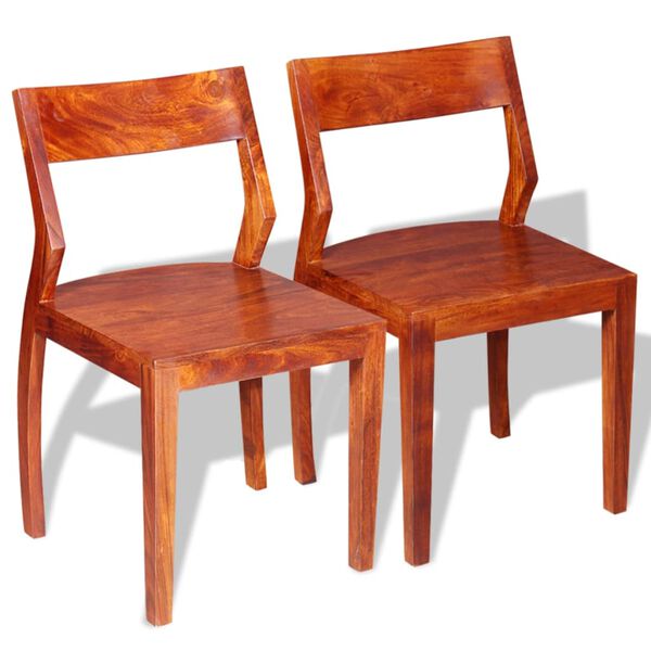 vidaXL Dining Chairs 2 pcs Solid Acacia Wood Acacia