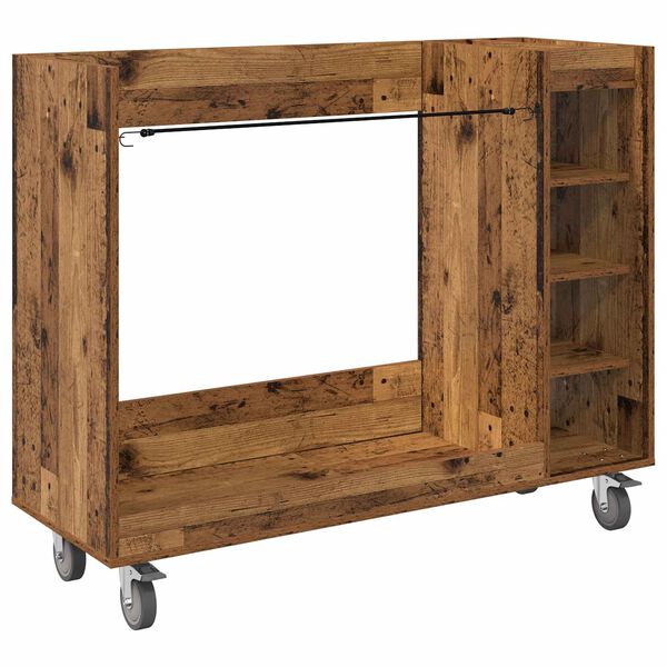 vidaXL Golf Cabinet with Wheel Plain Old Wood 120 x 45 x 98 cm