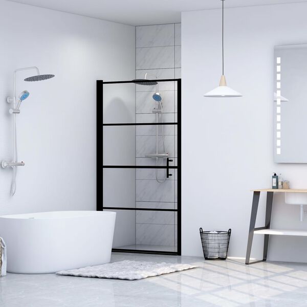 vidaXL Shower Door Tempered Glass 100x178 cm Black